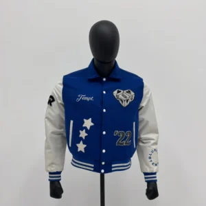 Genuine Cow Leather Sleeves Patch Work Varsity Jacket